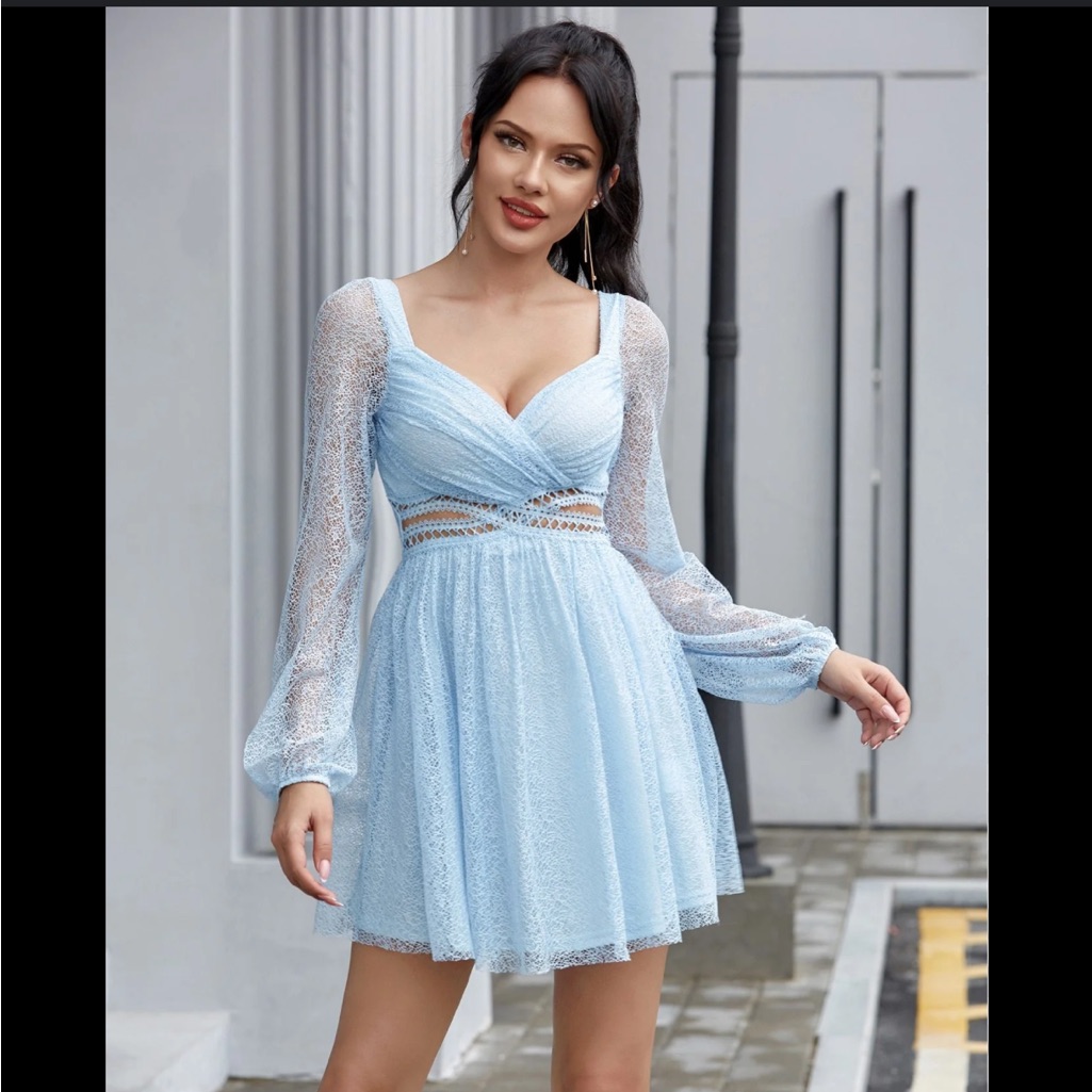 Double Crazy Babydoll Cutout Lace Dress
